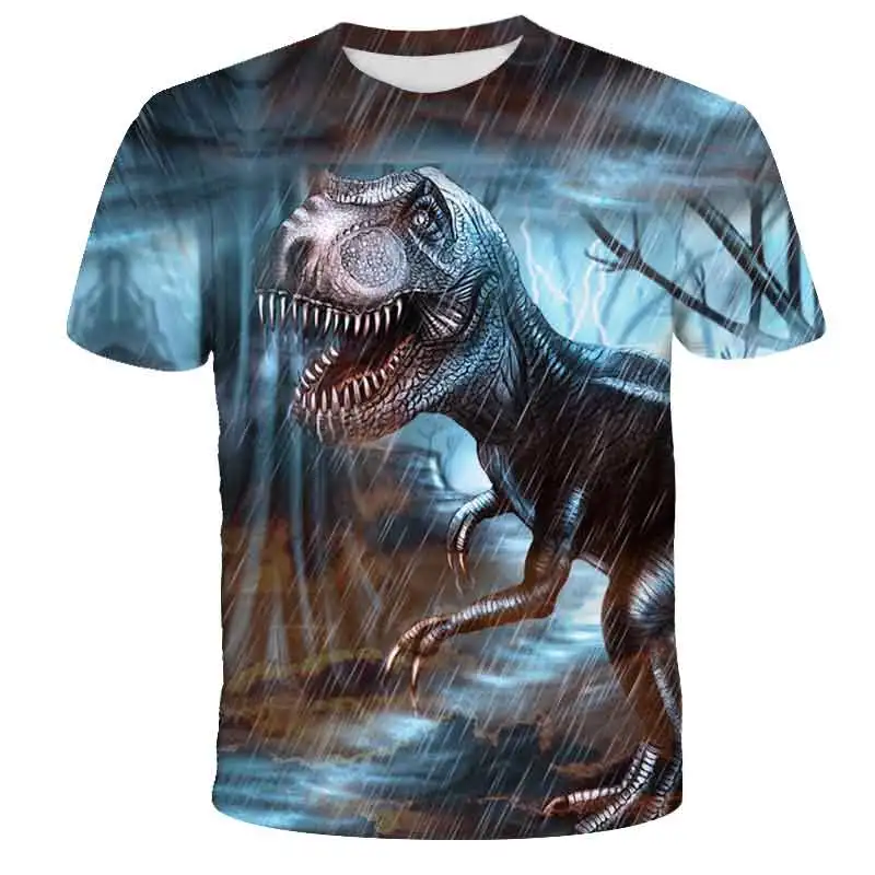 

3-14 Years Jurassic Park Clothing for Boys T-Shirts 3D Animal Printed Dinosaur Tees Boys & Girls Fashion Short Sleeved Kids Top
