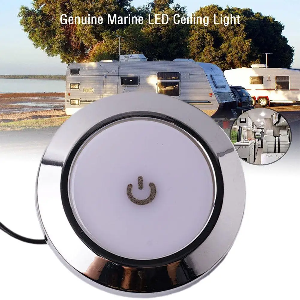 12V/24V LED Lamp RV Ultra-thin Round Dome Light Ceiling Lamp Reading Light for Caravan Boat Yacht Camping Car 12v 24v led puck lamp surfacemount touch dome light interior accessories