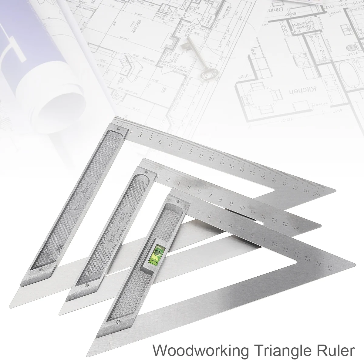 

Triangle Ruler 90 Degree Square Ruler Aluminium Alloy Level Angle Ruler Carpenter Woodworking Measuring Tool 150mm / 200mm