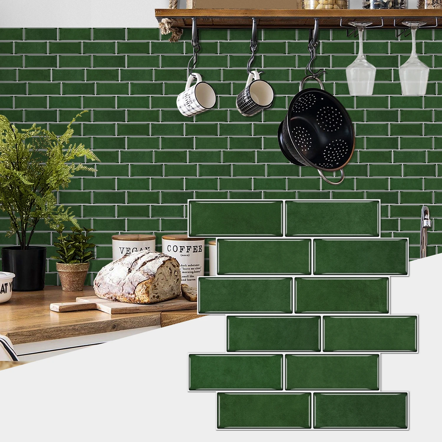 12PCS/Set Green Ceramic Tile Marble Waterproof Self-Adhesive PVC Wall  Stickers, Kitchen Backsplash Oil Resistant Home Decoration - AliExpress, image size:1500x1500