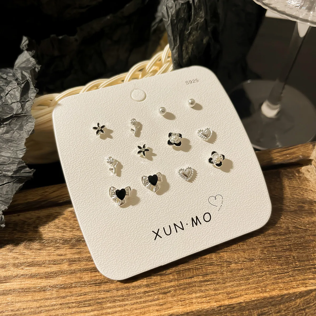 S925 Silver Needle Zinc Alloy Heart Shape Flower Butterfly Shape Earrings Set Cute Sweet Earrings For Women Jewelry Gift 3