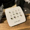 S925 Silver Needle Zinc Alloy Heart Shape Flower Butterfly Shape Earrings Set Cute Sweet Earrings For Women Jewelry Gift 3