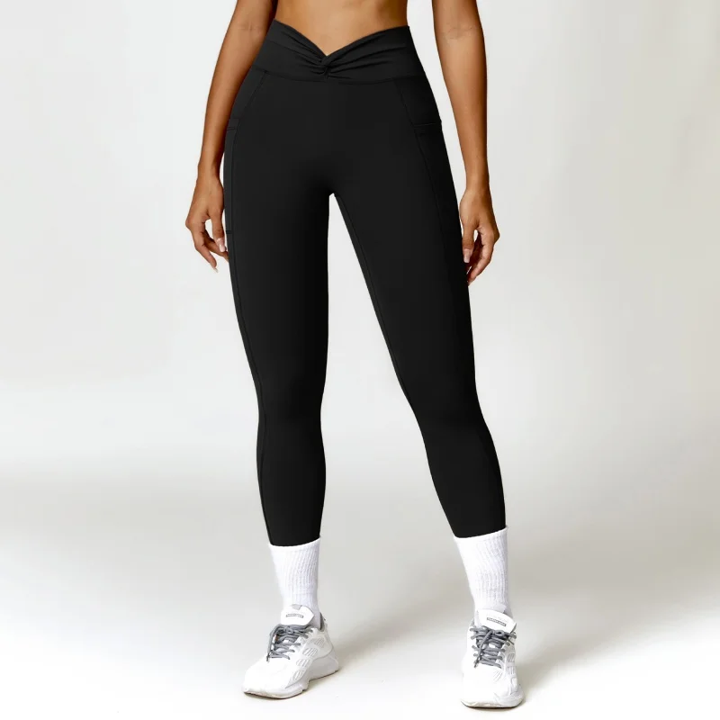 Quick-Drying Cross High Waist Hip Lift Yoga Pants Outer Wear Running Workout Pants Nude Feel Slim Fit Fitness Pants Women8528