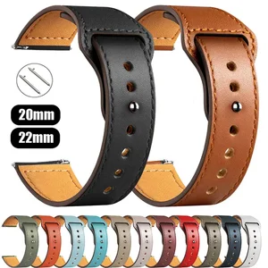 Genuine Leather Watchbands 20mm 22mm Watch Band Strap Steel buckle High Quality Wrist Belt Bracelet Business Bracelet