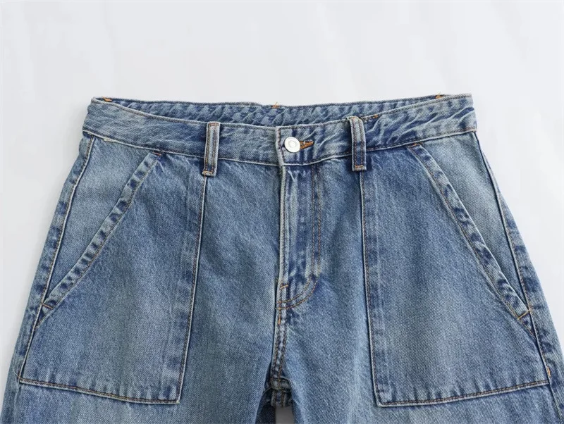 2023 Autumn Fashion Casual Solid High Waist Trousers Female Denim Wide Leg Pants Y2K Jeans Women Long Cargo Pants