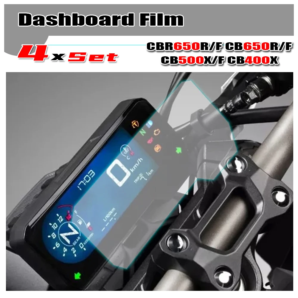 Motorcycle Screen Protector 4x Dashboard Screen Protector Cluster Scratch Screen Protection Film For HONDA CB400X CB500F CB500X CBR650R CB650R