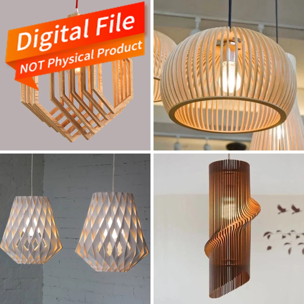 Wooden Pendant Hanglamp Template Laser Cut Vector Files Layouts Model CDR/DXF/AI/SVG Files for CNC Laser Cut band saw machine