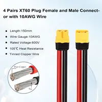 4 Pairs XT60 Plug Female and Male Connector with 150mm 10AWG Wire for RC Lipo Battery FPV Racing Drone - Image 3