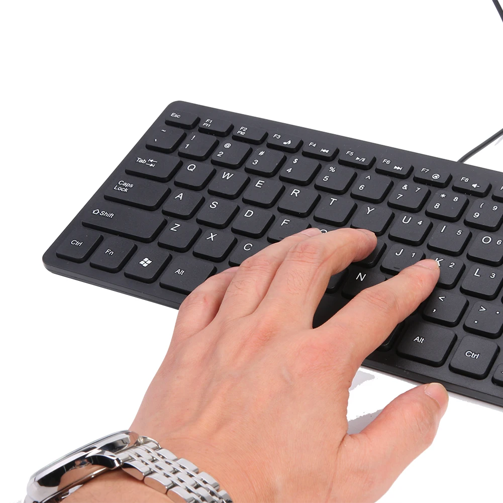 섬세한 디자인의 내구성 키보드, 초박형 유선 키보드, 미니 USB 슬림 PC 키보드 키패드, K1000, 10 인치, 78 키