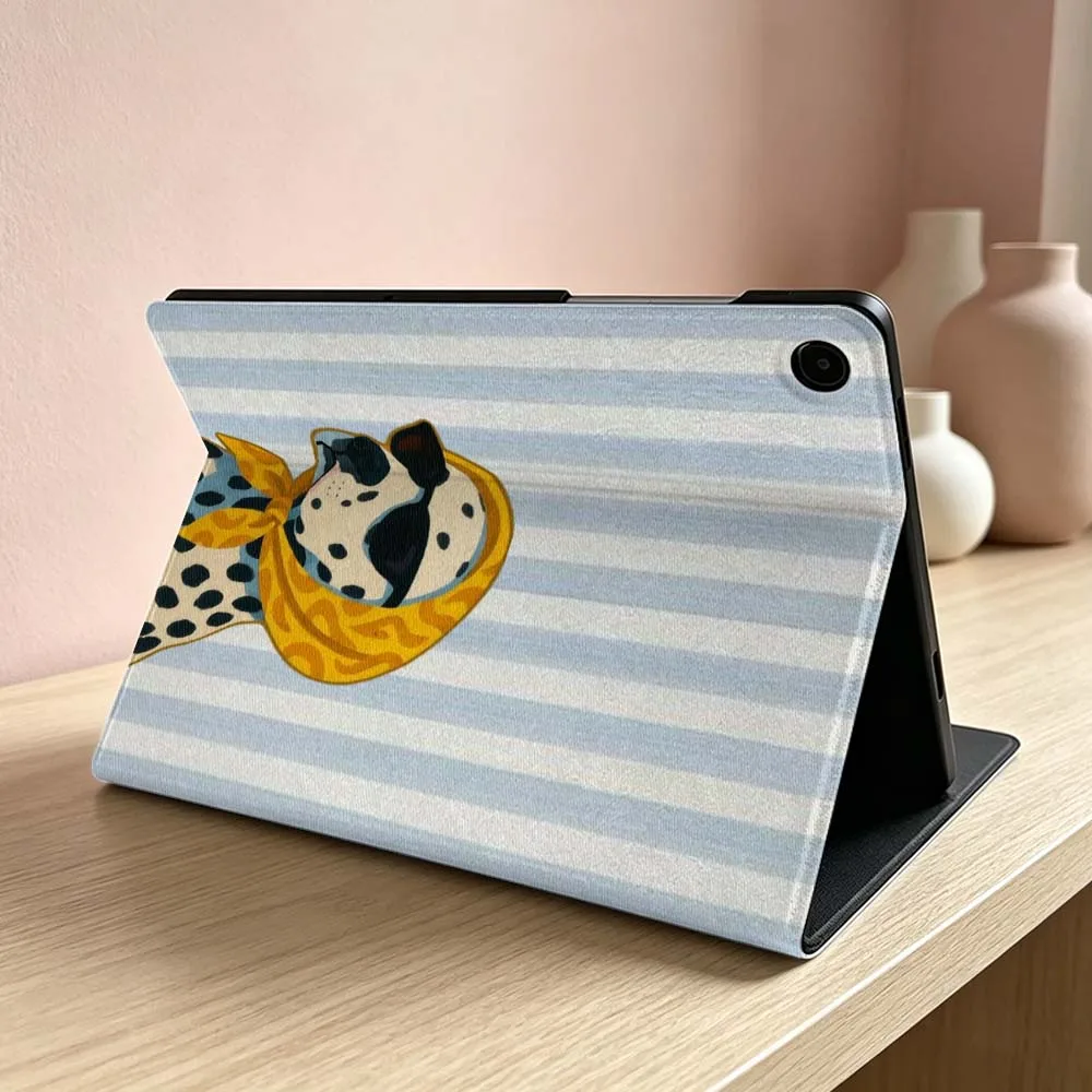 Minimalist Striped Dog Pattern Soft Tablet Case