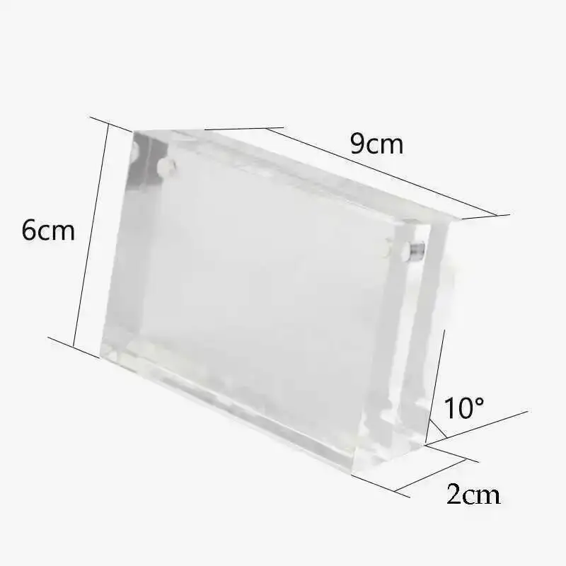 60*90mm Preis Tag Name Karte Display Acryl Magnetische Bild Foto Rahmen Declining Schreibtisch Zeichen Rahmen Ad Block label Display Stand – Detail 1