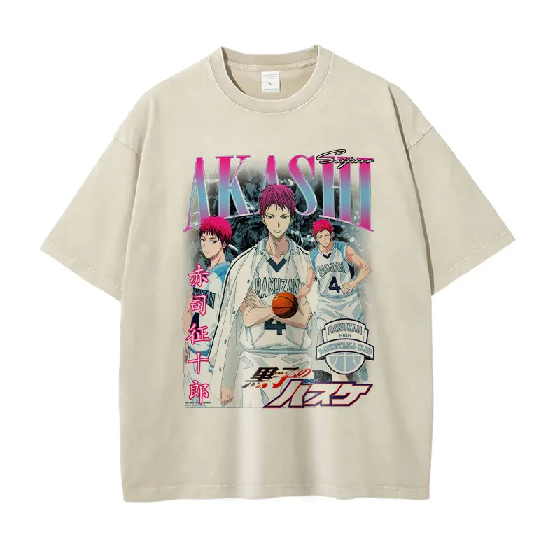 Anime Kurokos Basketball T-shirts Oversized Vintage Washed Kuroko