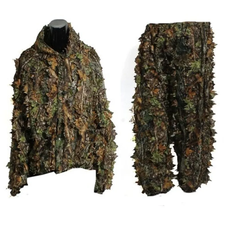 Ghillie Suit Clothing Suit Pants Hooded Jacket Outdoor Men Women Camouflage Jungle CS Training Leaves