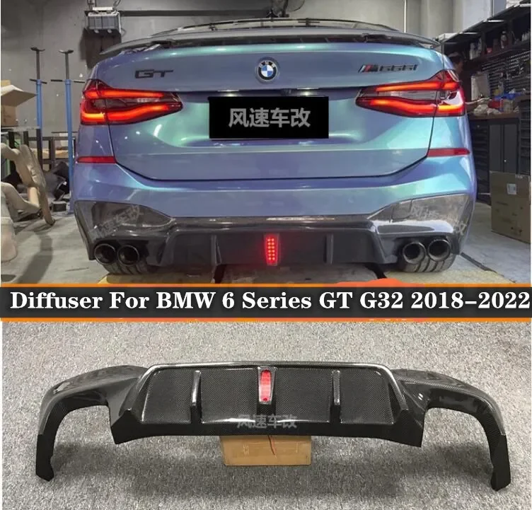 

For BMW 6 Series GT G32 2018-2022（With Lamp）High Quality Carbon Fiber Bumper Rear Diffuser Splitters Protector Cover