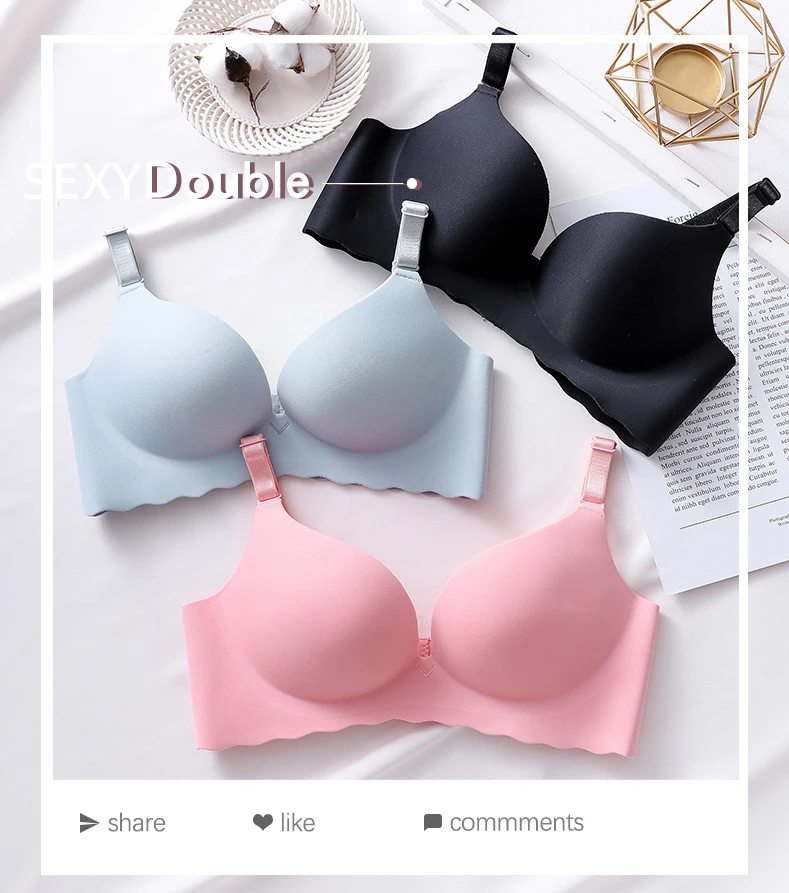 Reggiseni sottili senza fili corsetto donne Sexy Push Up intimo un pezzo Lingerie donna traspirante Bralette Color caramella Soutien Gorges