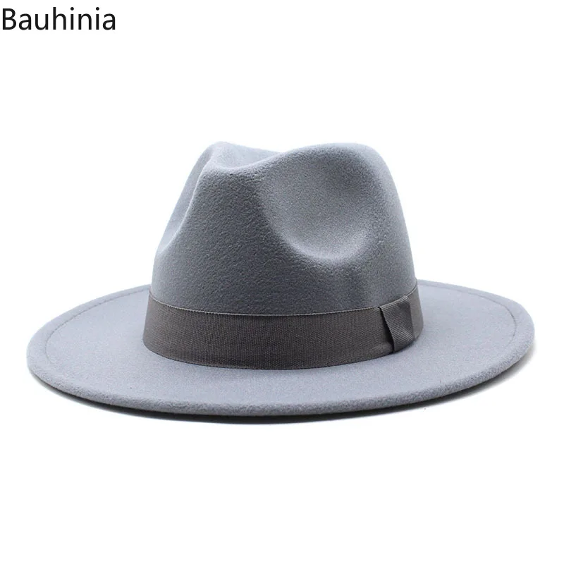 2023 New Hot Wide Brim Felt Fedora Hats With Bee Ribbon Autumn Winter Wedding Party Trilby Hat Men Gentleman Jazz Hats 56-58CM 5