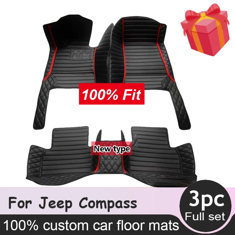 

Car Floor Mats For Jeep Compass 2018-2022 DropShipping Center Interior Accessories 100% Fit Leather Carpets Rugs Foot Pads