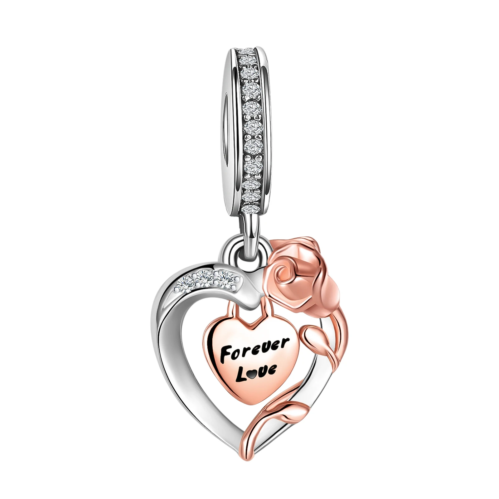 

925 sterling silver forever love Fit Original Pandora charm bead Charm Bracelet Necklace Trinket Diy Women Jewelry