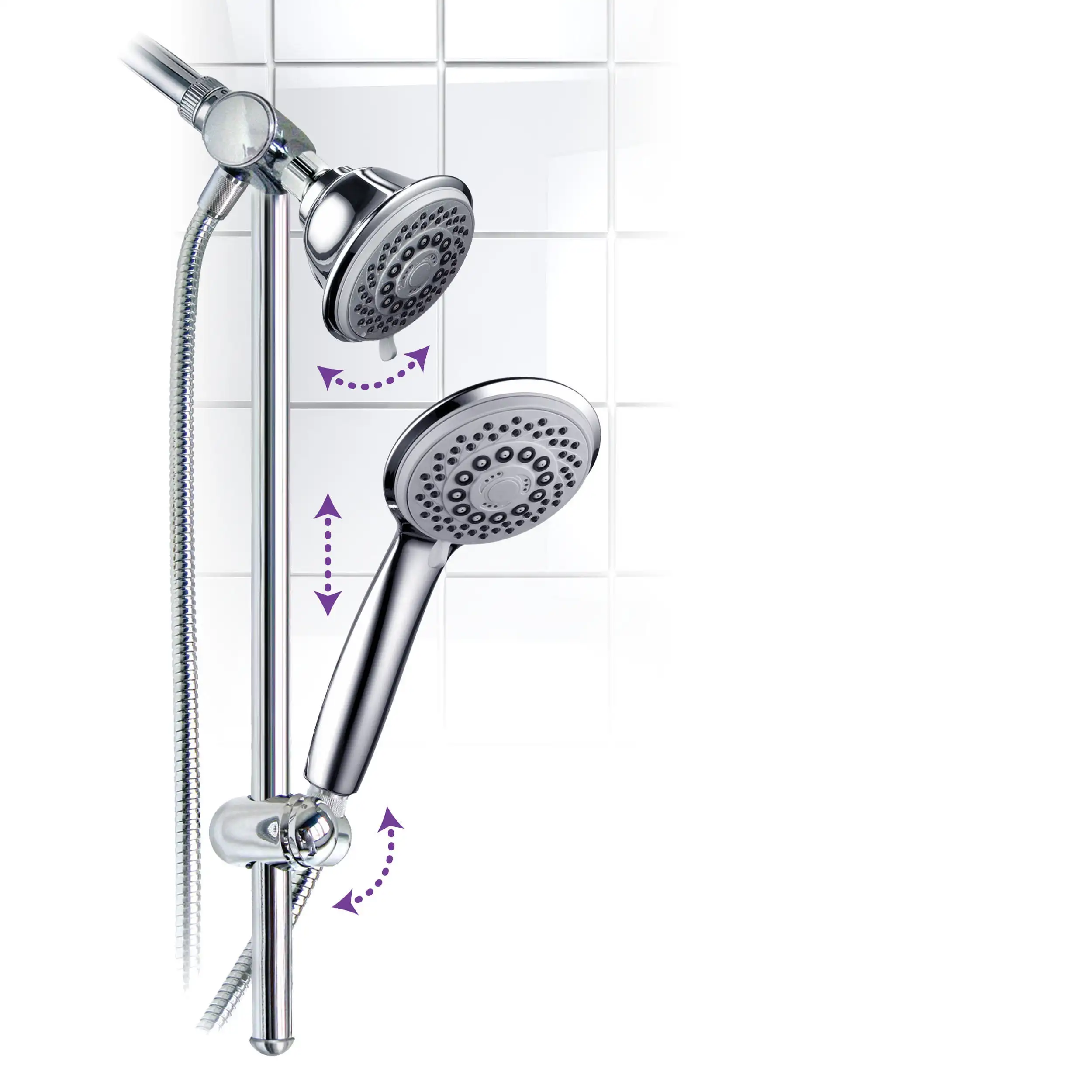 

30-Setting, 3-Way Fixed/Handheld Shower Head Combo, Chrome