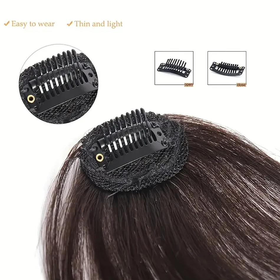 Synthetic Straight Fringe Bangs Hair Extension With Temples Easy To Wear Clip In Bangs For Women Invisible Synthetic Bang Hair hair bangs