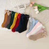 New Brand Baby Toddlers Socks Autumn Spring Children Girls Knee High Long Sock Cotton Big Bow Spanish Style Kids Floor Socks 3