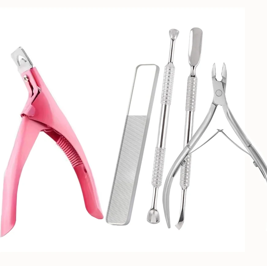 Tagliaunghie Kit 5 in 1 con lima per unghie in vetro Tagliacuticole Pinza e spingipelle Smalto per unghie Gel Strumenti per manicure e pedicure