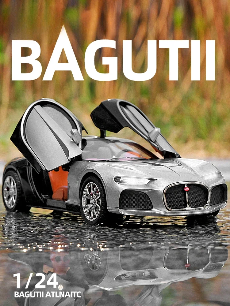 1:24 Scala Pressofuso Bugatti Atlantic Super Car Model Sound Light Giocattoli Congiunti Veicoli Bambini Ragazzi Regalo Lega Voiture Miniatura