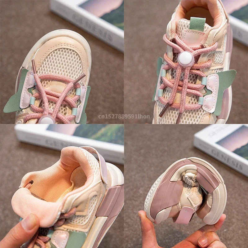 2023 Spring Children Girl Pink Shoes Autumn Mesh Breathable Kids Sneakers for 5-18 Yrs Boy Lightweight Running Shoe Walking Soft 5