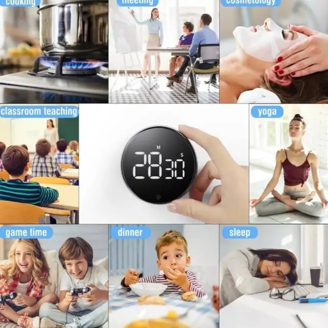Magnetic LED Digital Kitchen Timer For Cooking Shower Study Self Regulating Rotary Countdown Alarm Clock Kitchen Gadget Sets 2