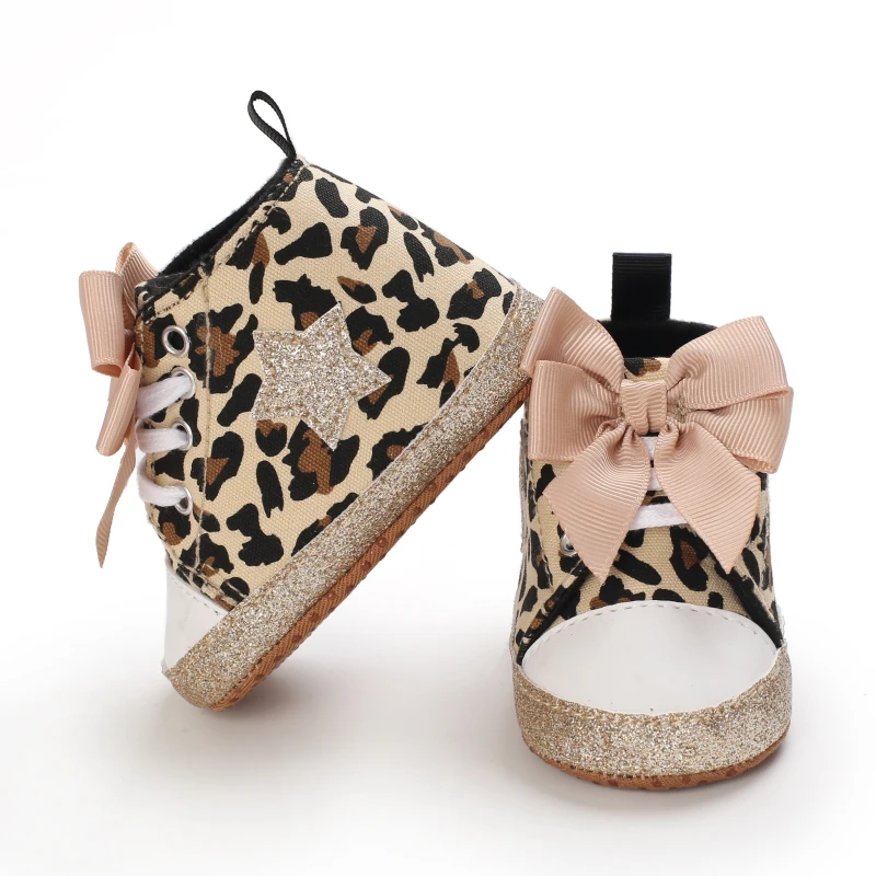 0-18M Newborn Baby Shoes Female Baby Cute Leopard Pattern Sports Shoes Sandals Soft Sole Comfortable Walking Shoes 4