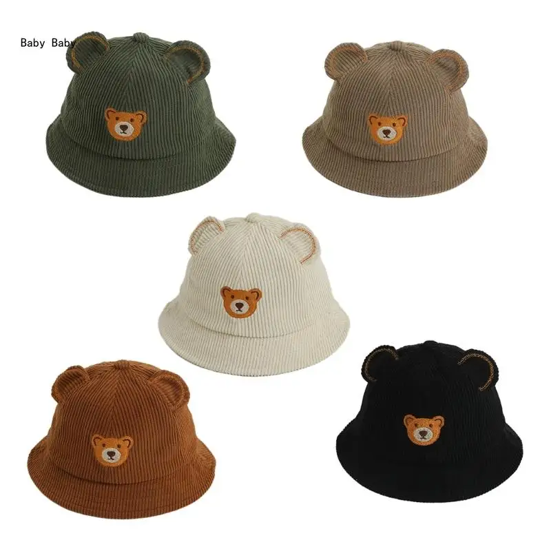 

Spring Summer Baby Hat Cartoon Bear Bucket Hat Breathable Fisherman Hat Q81A