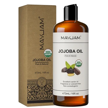 MAYJAM USDA Organic Jojoba Oil Moisturizing for Face, Hair, Skin & Nails Pure Natural Cold Pressed Face Oil Base Carrier Oil 1