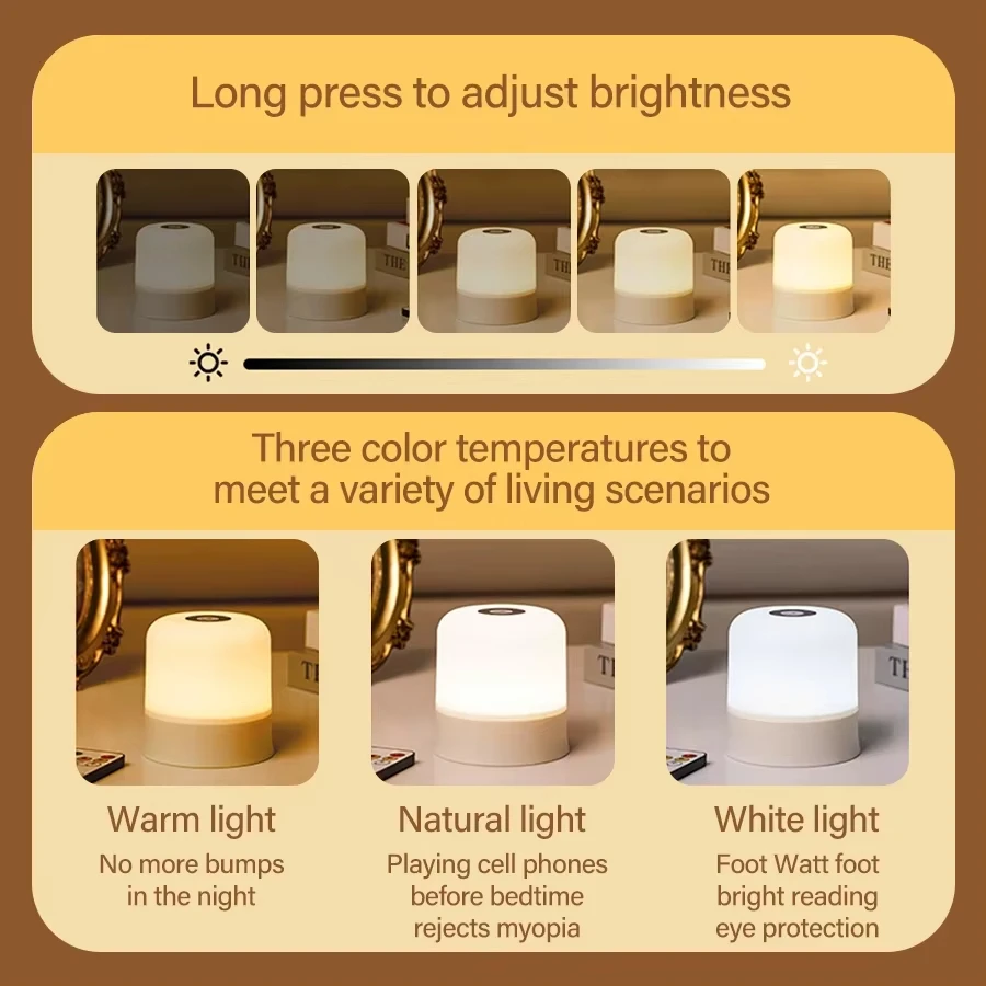 LED Table Lamp 13 Color Touch & Remote Control Dimmable Rechargeable Bedside Night Lamp for Room Decor