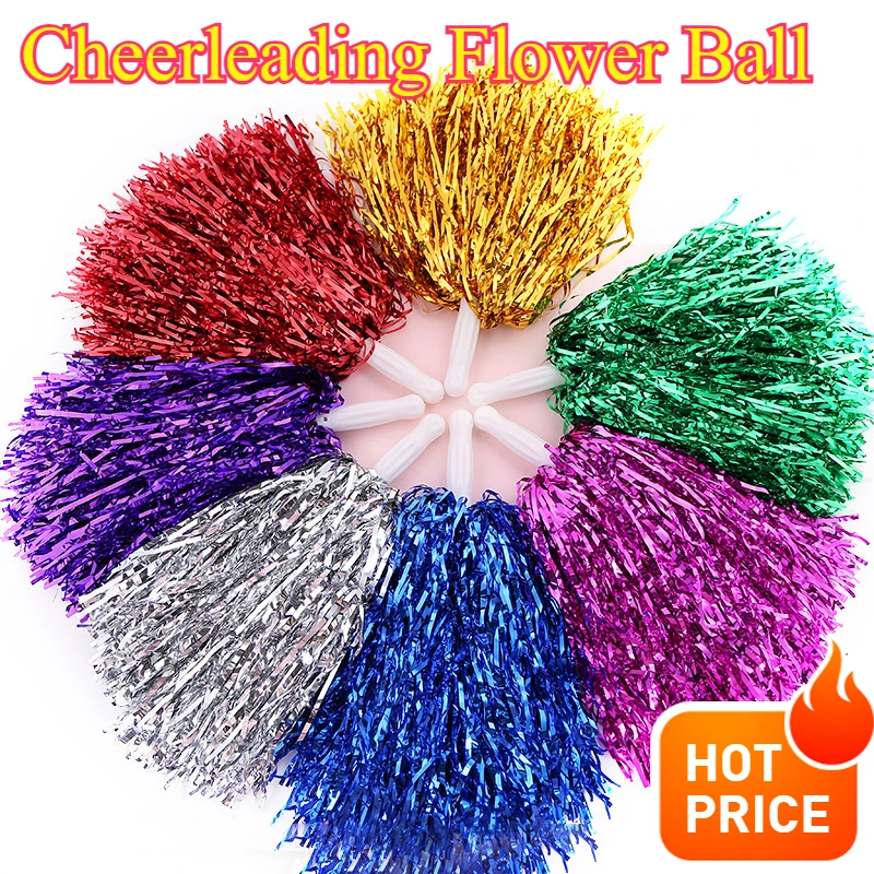 Cheerleading with Handle Cheer Balls Gold Yellow Red Green Blue for Hand Dance Women Girl Kids Pompoms Accessories