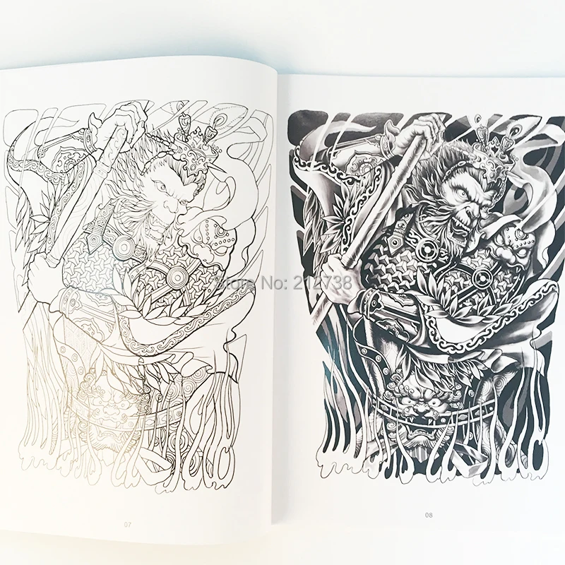 Top China Traditional Tattoo Flash Book Monkey King Samurai