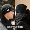 One-Piece Hat, Winter Men's Balaclava, Knitted Woolen Hat, Windproof and Cold-Proof Hood, Mask, Warm and Cold Hat 2