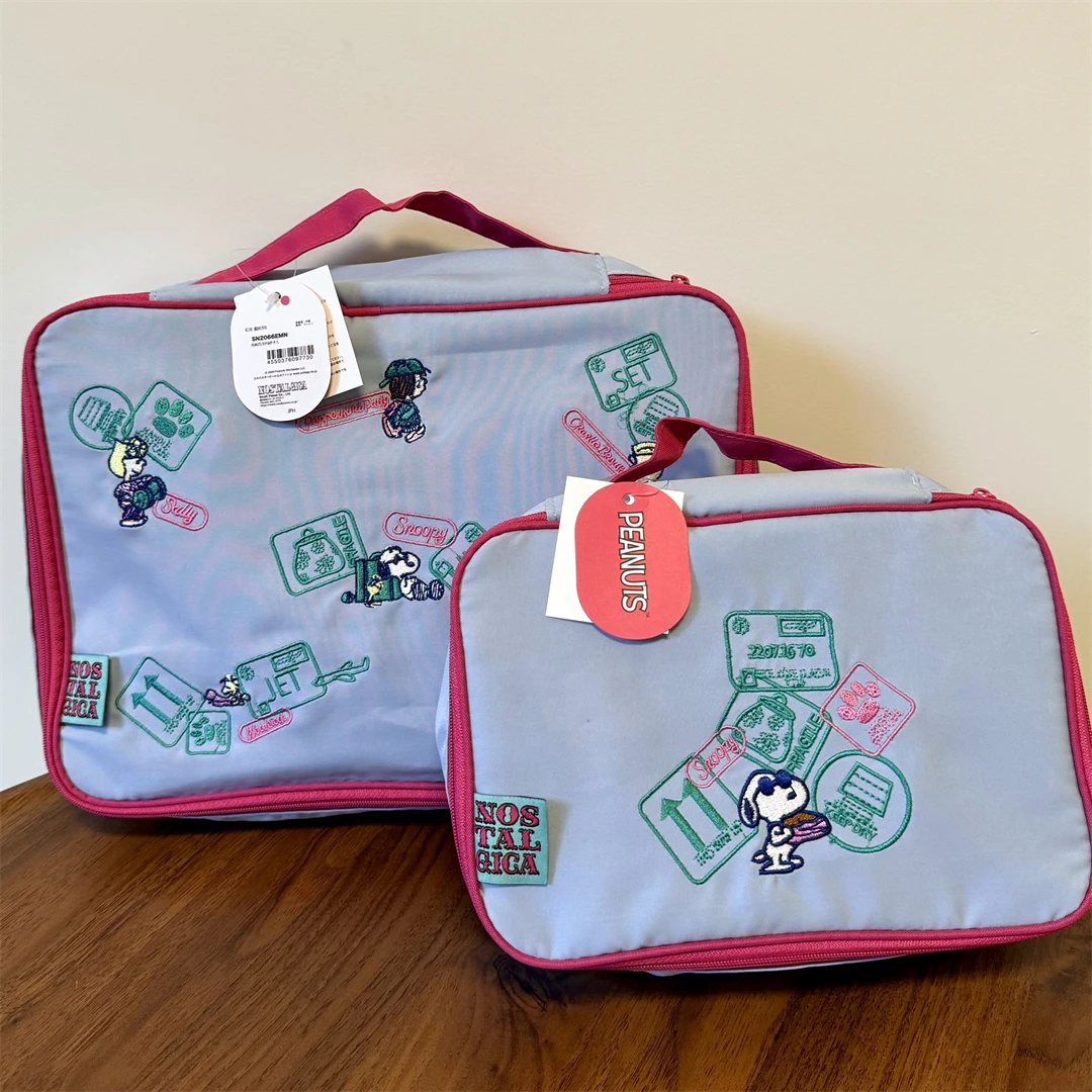 Japan Snoopy Cartoon Embroidery Suitcase Clothing Storage Bag