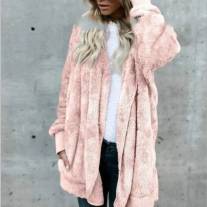 2023Women's Autumn and Winter New Fashion Elegant Solid Hooded Pocket Casual Versatile Long Sleeve Loose Mid Length Coat