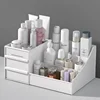 1pc White New Drawer Makeup Storage Box Dormitory Finishing Plastic Shelf Cosmetics Skin Care Dressing Table Desktop 2