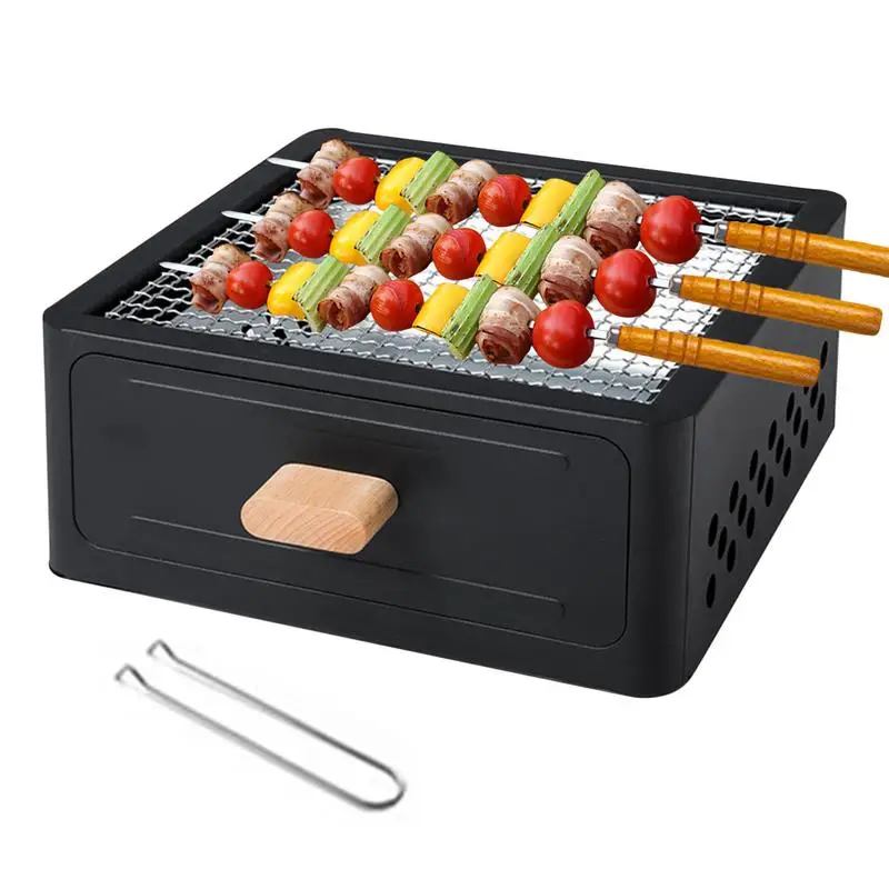 

Portable Grill Camping Barbecue Portable Charcoal Grill Desk Camping Grill Table Top Grill With Pull-out Charcoal Basin Design