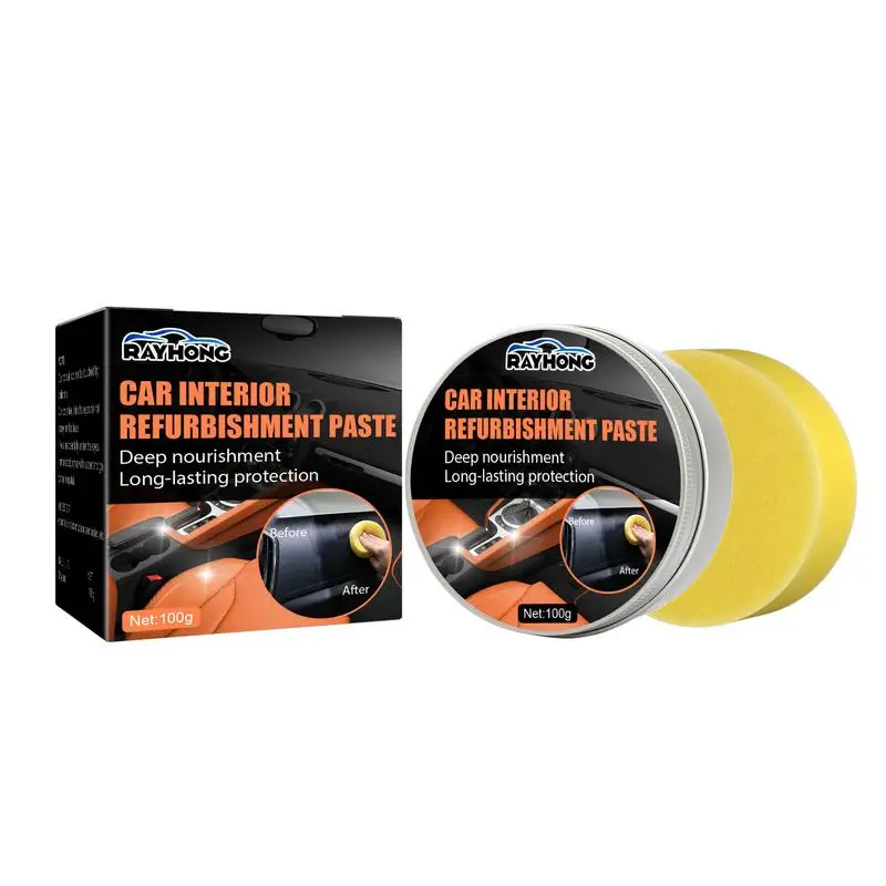 

Leather Conditioner Multifunctional Cleaner Paste Interior Cleaner With Sponge For Removing Dirt Oil Stains From Leather