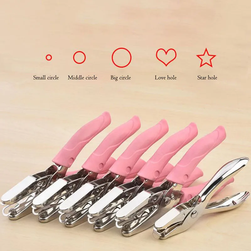 Diameter 1.5-6mm A4 Paper Hole Puncher Circle Love Star Shaped Single Hole Punchers DIY Loose-leaf Paper Cutter Punching Machine