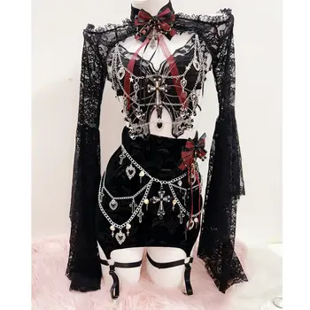 Lace Shrug Metal Butterfly Top and Skirt 1