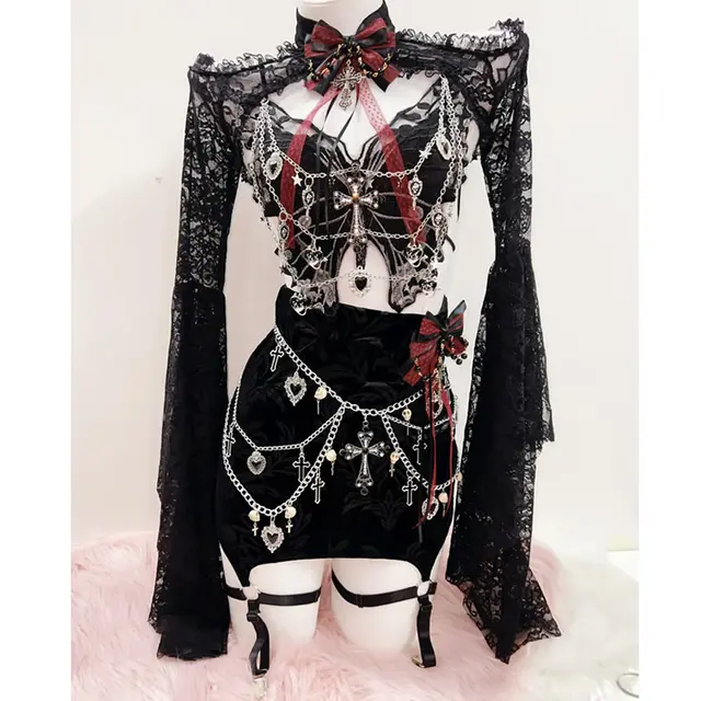 Lace Shrug Metal Butterfly Top and Skirt 1