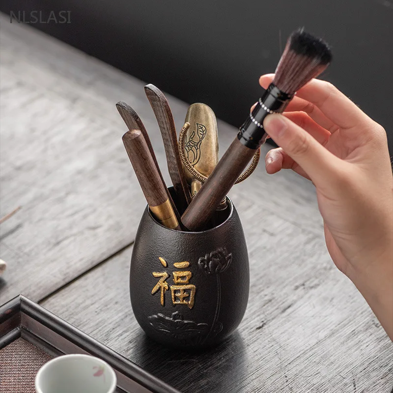 Ebony Tea Ceremony Six Gentlemen Set Chinese High-end Teaware Set Accessories Traditional Tea Making Tools Knife