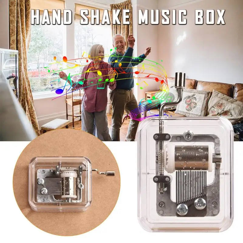 NEWEST 24 Songs Mini Music Box Hand Cranking Music Movement Transparent DIY Box Collectibles for Cute Christmas Gift