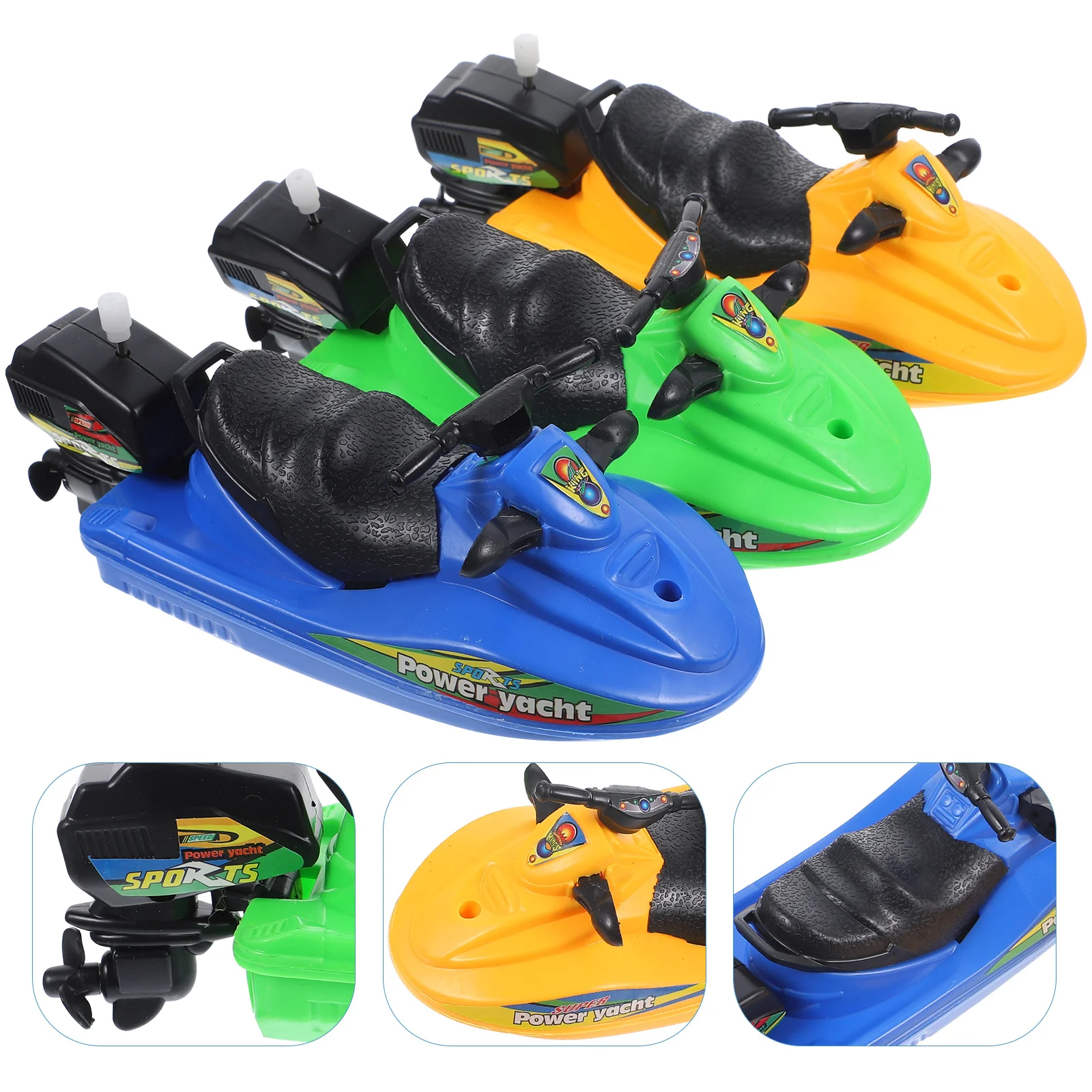 

3 Pcs Kids Outdoor Toys Baby Motor Boat Wind Up Bath Plastic Pool Windup Adorable Toddler