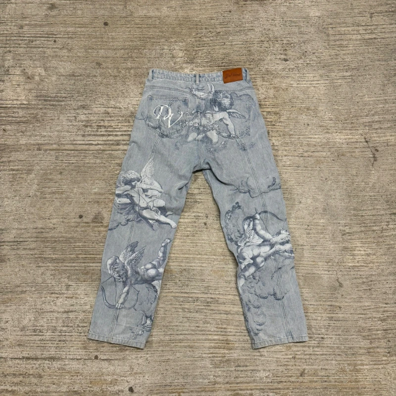 Y2k Angel Baggy Jeans Retro High Street Cupids Arrow Men Women Pants American Hip Hop Streetwear Unisex Casual Straight Jeans 3