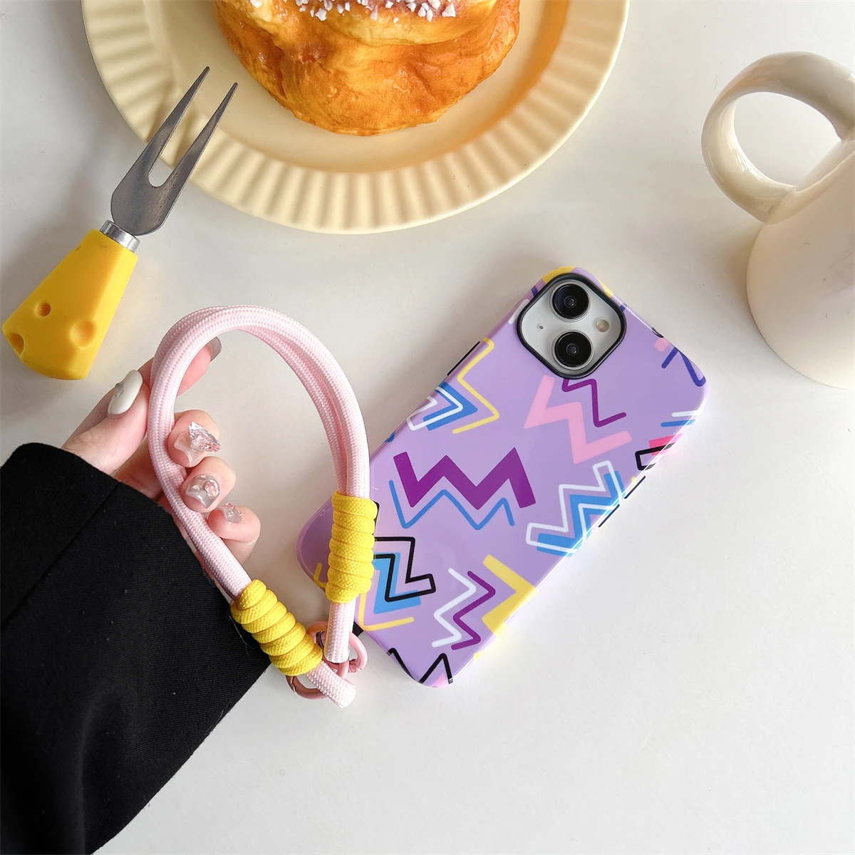 Colorful lines intInclusive Phone Case Two-In-One Film Protective Shell For iPhone 15 14 13 12 11 Pro Max Plus Mini