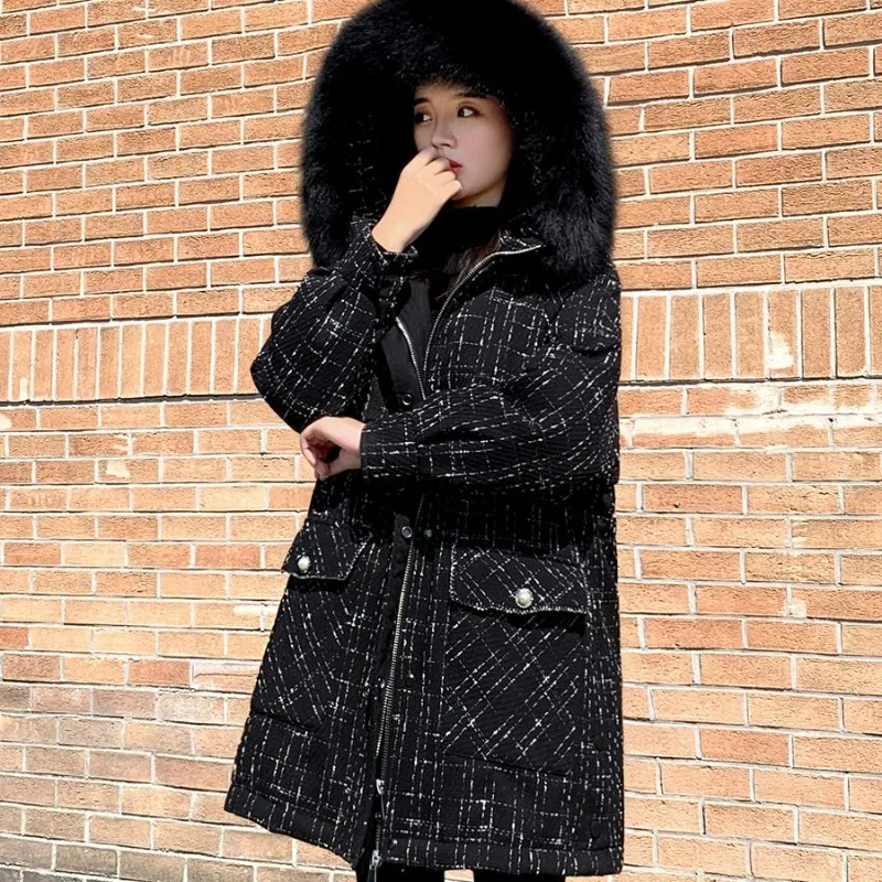

2023 New Winter White Duck Down Parker Down Jacket for Women's Mid To Long Korean Version Thickened Oversized Fashion Jacket